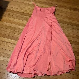 Strapless Coral Pink Bridesmaid Dress